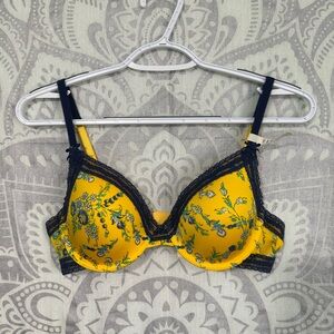 Nwt $44 Aerie American Eagle Katie Lightly Lined T Shirt Bra Yellow Blue 36B